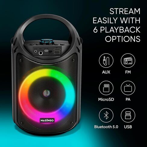 جهاز كاريوكي ماسينجو للأطفال والكبار مع 2 ميكروفونات بلوتوث لاسلكية، مكبر صوت محمول PA مع أضواء LED ملونة، يدعم بطاقة TF/USB، مدخل AUX/MIC، TWS للحفلات المنزلية، Burletta C10 V2 in Kuwait