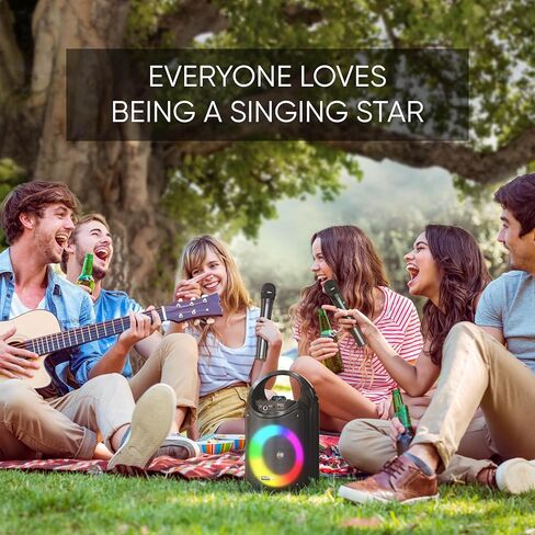 جهاز كاريوكي ماسينجو للأطفال والكبار مع 2 ميكروفونات بلوتوث لاسلكية، مكبر صوت محمول PA مع أضواء LED ملونة، يدعم بطاقة TF/USB، مدخل AUX/MIC، TWS للحفلات المنزلية، Burletta C10 V2 in Kuwait