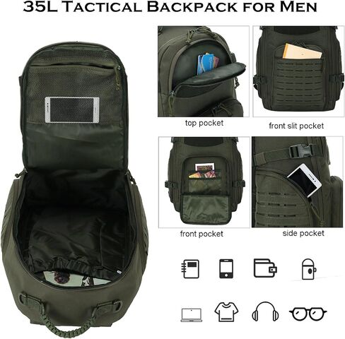 WINTMING 45L Military Tactical Backpack for Men 3 Day Assault Pack Army Molle Travel Hiking backpack (Army Green) in Kuwait