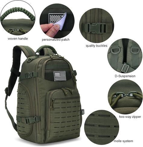 WINTMING 45L Military Tactical Backpack for Men 3 Day Assault Pack Army Molle Travel Hiking backpack (Army Green) in Kuwait