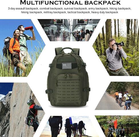 WINTMING 45L Military Tactical Backpack for Men 3 Day Assault Pack Army Molle Travel Hiking backpack (Army Green) in Kuwait