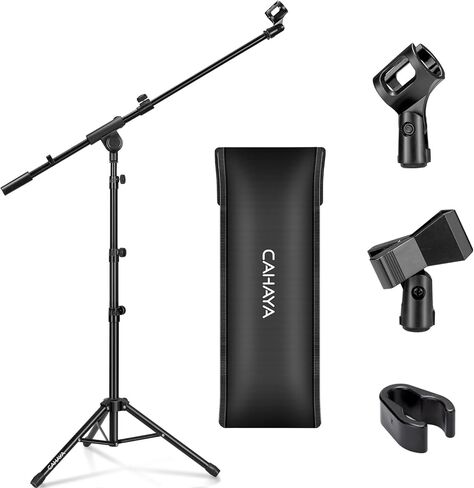 CAHAYA Tripod Microphone Stand Boom Arm Floor Mic Stand with Carrying Bag and 2 Mic Clips for Singing Performance Wedding Stage and Mic Mount CY0239 in Saudi Arabia