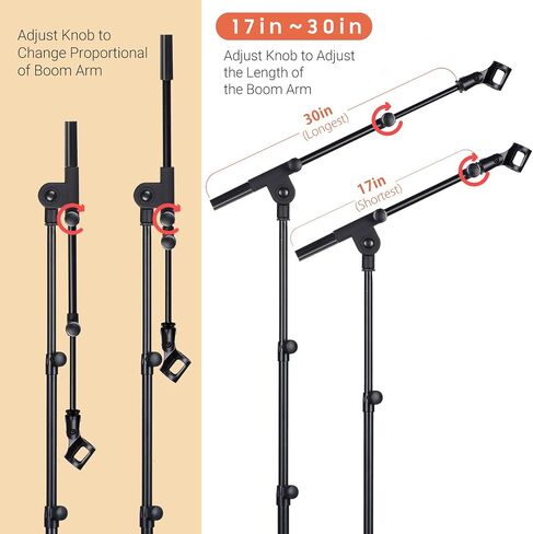 CAHAYA Tripod Microphone Stand Boom Arm Floor Mic Stand with Carrying Bag and 2 Mic Clips for Singing Performance Wedding Stage and Mic Mount CY0239 in Saudi Arabia