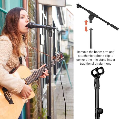 CAHAYA Tripod Microphone Stand Boom Arm Floor Mic Stand with Carrying Bag and 2 Mic Clips for Singing Performance Wedding Stage and Mic Mount CY0239 in Saudi Arabia
