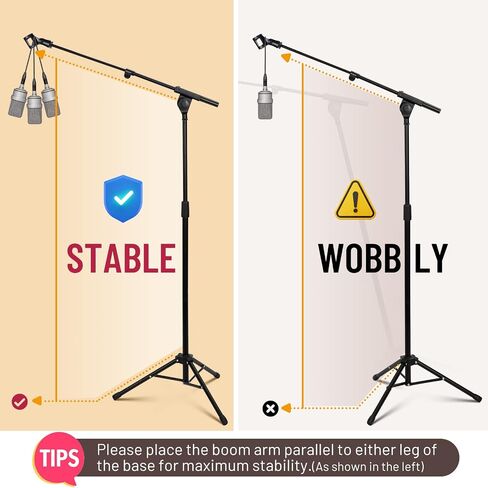 CAHAYA Tripod Microphone Stand Boom Arm Floor Mic Stand with Carrying Bag and 2 Mic Clips for Singing Performance Wedding Stage and Mic Mount CY0239 in Saudi Arabia