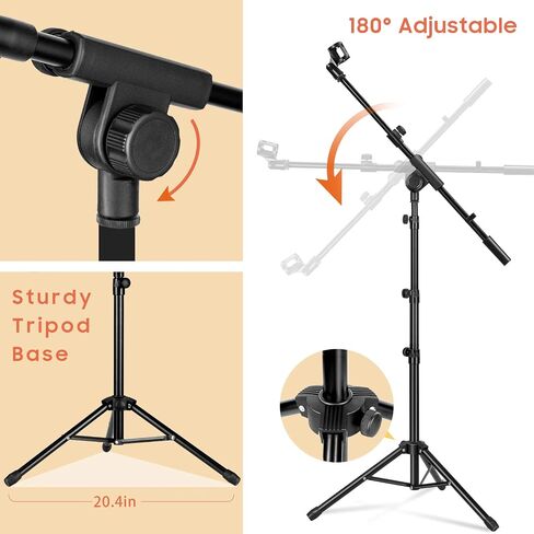 CAHAYA Tripod Microphone Stand Boom Arm Floor Mic Stand with Carrying Bag and 2 Mic Clips for Singing Performance Wedding Stage and Mic Mount CY0239 in Saudi Arabia