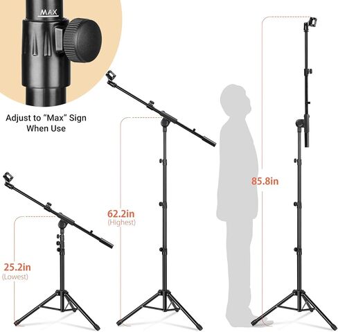 CAHAYA Tripod Microphone Stand Boom Arm Floor Mic Stand with Carrying Bag and 2 Mic Clips for Singing Performance Wedding Stage and Mic Mount CY0239 in Saudi Arabia