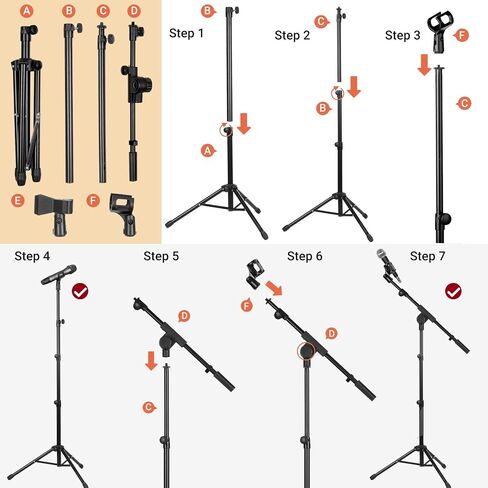 CAHAYA Tripod Microphone Stand Boom Arm Floor Mic Stand with Carrying Bag and 2 Mic Clips for Singing Performance Wedding Stage and Mic Mount CY0239 in Saudi Arabia