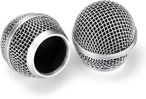 Facmogu 4PCS Microphone Head Replace, Grille Mic Replacement Ball Head, Microphone Grille Ball with Inner Foam, Steel Mesh Microphone Grille Heads, Grille Ball Type Fits for SM58 SM58S BETA58 - Silver in Saudi Arabia