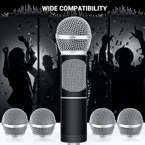 Facmogu 4PCS Microphone Head Replace, Grille Mic Replacement Ball Head, Microphone Grille Ball with Inner Foam, Steel Mesh Microphone Grille Heads, Grille Ball Type Fits for SM58 SM58S BETA58 - Silver in Saudi Arabia