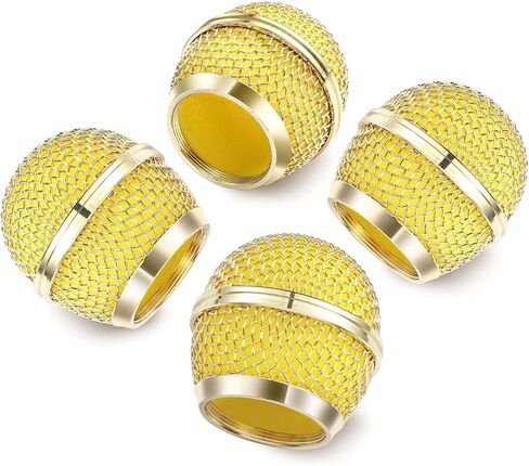 Facmogu 4PCS Microphone Head Replace, Grille Mic Replacement Ball Head, Microphone Grille Ball with Inner Foam, Steel Mesh Microphone Grille Heads, Grille Ball Type Fits for SM58 SM58S BETA58 - Silver in Saudi Arabia
