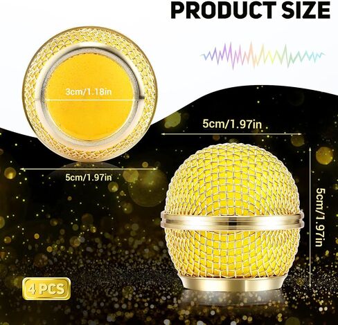 Facmogu 4PCS Microphone Head Replace, Grille Mic Replacement Ball Head, Microphone Grille Ball with Inner Foam, Steel Mesh Microphone Grille Heads, Grille Ball Type Fits for SM58 SM58S BETA58 - Silver in Saudi Arabia