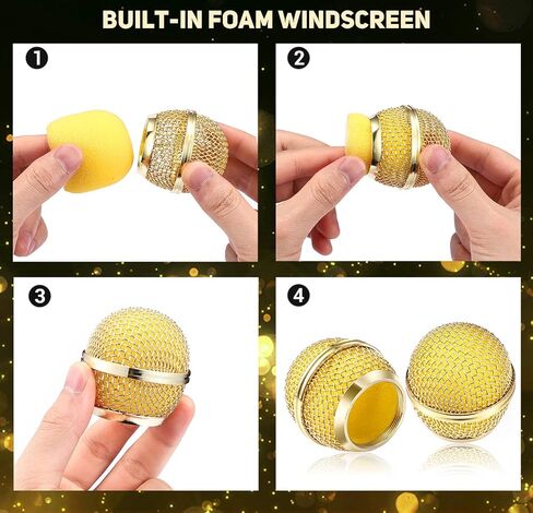 Facmogu 4PCS Microphone Head Replace, Grille Mic Replacement Ball Head, Microphone Grille Ball with Inner Foam, Steel Mesh Microphone Grille Heads, Grille Ball Type Fits for SM58 SM58S BETA58 - Silver in Saudi Arabia
