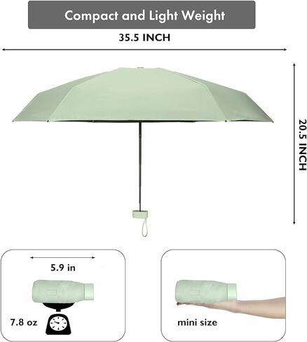 Mini Umbrella for Travel, Small Umbrella for Purse with Case for Sun and Rain, Sun Umbrella with UV Protection, Lightweight & Compact Umbrella for Women Men Kids Manual-Opening in Saudi Arabia
