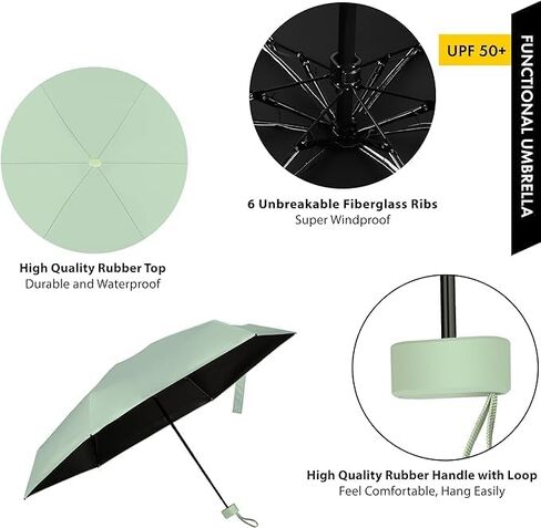 Mini Umbrella for Travel, Small Umbrella for Purse with Case for Sun and Rain, Sun Umbrella with UV Protection, Lightweight & Compact Umbrella for Women Men Kids Manual-Opening in Saudi Arabia