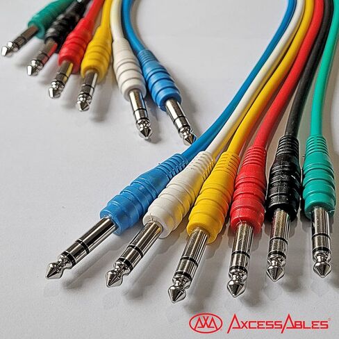 AxcessAbles 1/4 (6.35 مم) TRS إلى 1/4 (6.35 مم) TRS كابلات تصحيح ستيريو متوازنة متعددة الألوان 6 عبوات من معدات خارجية وكابلات استوديو Patchbay تأثيرات خارجية تأثيرات تناظرية رقمية (1.5 قدم) in Kuwait