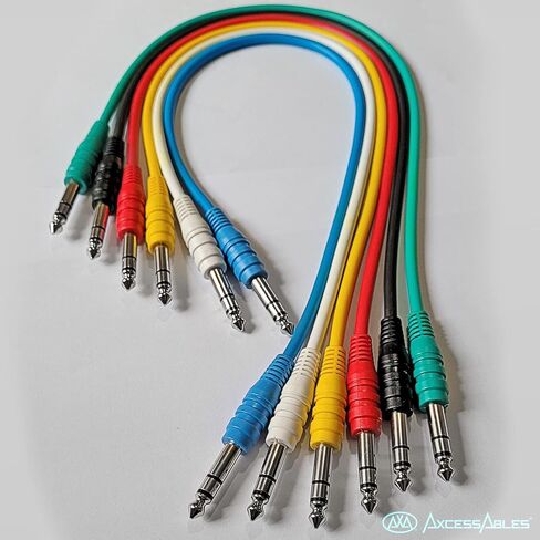 AxcessAbles 1/4 (6.35 مم) TRS إلى 1/4 (6.35 مم) TRS كابلات تصحيح ستيريو متوازنة متعددة الألوان 6 عبوات من معدات خارجية وكابلات استوديو Patchbay تأثيرات خارجية تأثيرات تناظرية رقمية (1.5 قدم) in Kuwait
