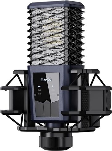 ميكروفون BASN BMS2 كبير الحجم ذو غشاء قلبي بيك أب ستوديو مكثف XLR مناسب للتسجيل والبث والغناء والبث (أزرق) in Kuwait