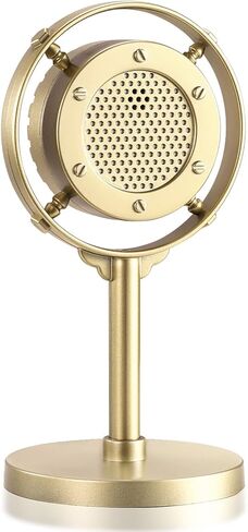Facmogu Retro Style Condenser Microphone Props, Fake Plastic Classic Microphone Model for Art Object Collectable Hobby Lovers, Vintage Prop Mic for Home Decoration - Gold in Kuwait