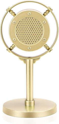 Facmogu Retro Style Condenser Microphone Props, Fake Plastic Classic Microphone Model for Art Object Collectable Hobby Lovers, Vintage Prop Mic for Home Decoration - Gold in Kuwait