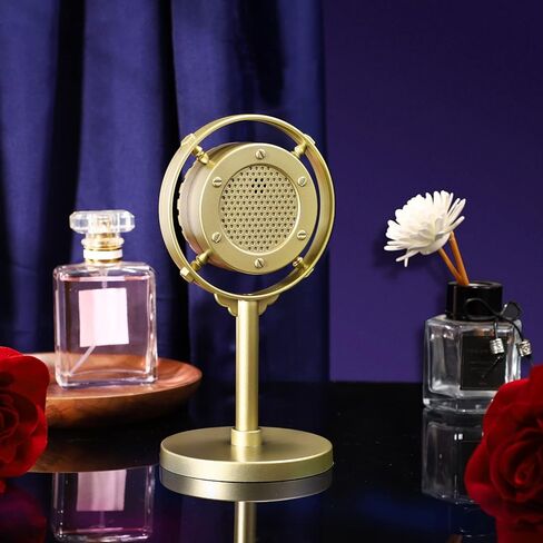 Facmogu Retro Style Condenser Microphone Props, Fake Plastic Classic Microphone Model for Art Object Collectable Hobby Lovers, Vintage Prop Mic for Home Decoration - Gold in Kuwait