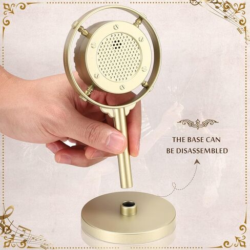 Facmogu Retro Style Condenser Microphone Props, Fake Plastic Classic Microphone Model for Art Object Collectable Hobby Lovers, Vintage Prop Mic for Home Decoration - Gold in Kuwait