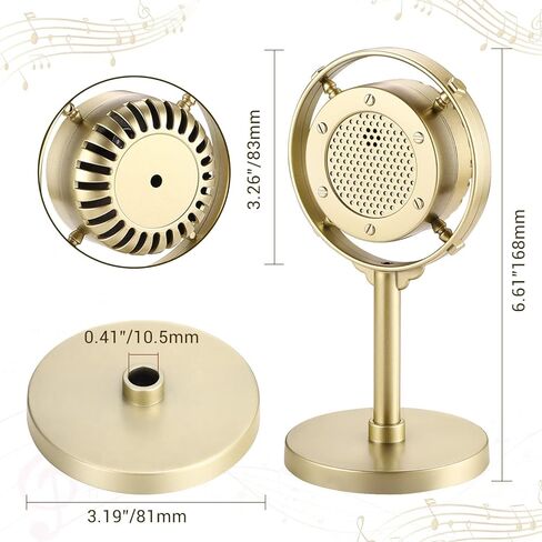 Facmogu Retro Style Condenser Microphone Props, Fake Plastic Classic Microphone Model for Art Object Collectable Hobby Lovers, Vintage Prop Mic for Home Decoration - Gold in Kuwait