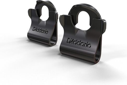 قفل حزام الجيتار بقفل مزدوج من D'Addario - مجموعة أقفال حزام الجيتار - حماية جهازك بدون تعديلات أو أجهزة - تأمين الكابلات - سهل التركيب - زوج واحد، أسود in Kuwait