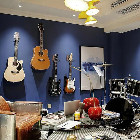 DOMMI Guitar Wall Mount 4 Pack, Guitar Holder with Rotatable Soft Guitar Hook for All Size Guitars, Hardwood U-Shaped Guitar Hanger Wall Mount for Acoustic, Electric Guitar, Bass, Black Walnut in Kuwait