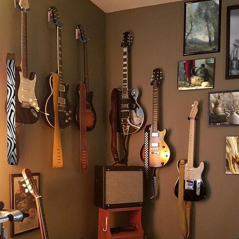 DOMMI Guitar Wall Mount 4 Pack, Guitar Holder with Rotatable Soft Guitar Hook for All Size Guitars, Hardwood U-Shaped Guitar Hanger Wall Mount for Acoustic, Electric Guitar, Bass, Black Walnut in Kuwait