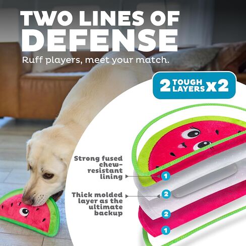 لعبة كلب من أوتورد هاوند تاف سكينز متينة تصدر صوت صرير مع طبقتين قويتين، بلون البطيخ، باللون الأحمر، بحجم متوسط in Kuwait