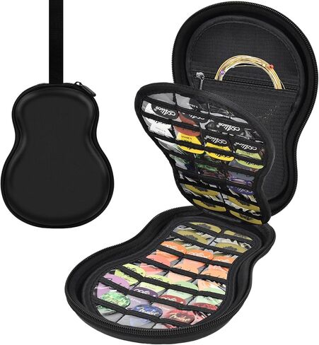 ANKHOH Guitar Pick Holder Case for Fender/for Acoustic/for ChromaCast/for D'Addario/for JIM DUNLOP/for Bolopick/for UNLP MUSICAL INSTRUMENT, 63+ All Size Plectrums Storage Picks Pouch Box, Bag Only in Kuwait