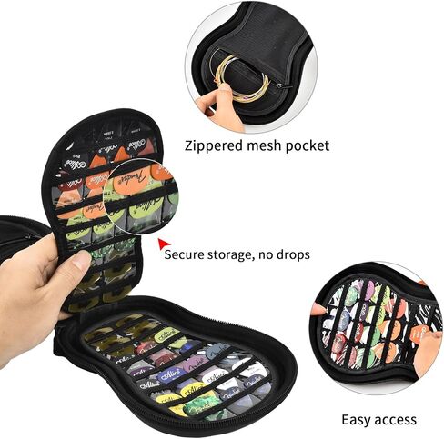 ANKHOH Guitar Pick Holder Case for Fender/for Acoustic/for ChromaCast/for D'Addario/for JIM DUNLOP/for Bolopick/for UNLP MUSICAL INSTRUMENT, 63+ All Size Plectrums Storage Picks Pouch Box, Bag Only in Kuwait