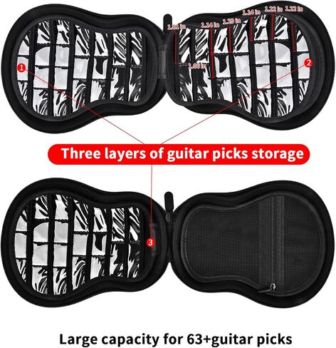 ANKHOH Guitar Pick Holder Case for Fender/for Acoustic/for ChromaCast/for D'Addario/for JIM DUNLOP/for Bolopick/for UNLP MUSICAL INSTRUMENT, 63+ All Size Plectrums Storage Picks Pouch Box, Bag Only in Kuwait