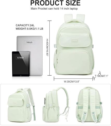 Backpack For College Students Women Men,Cute High School Bag,Lightweight Bookbag Casual Daypack Travel Backpack,Aesthetic School Backpack For Teens Boys Girls(Mint Green) in Saudi Arabia