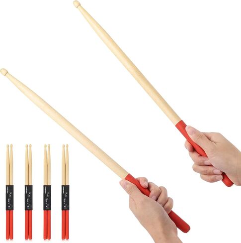 4 Pairs 5A Maple Wood Drumsticks Non-slip Drum Sticks for Kids Adults Beginners in Kuwait