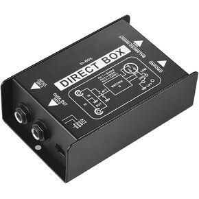 Direct Box, Professional Single Channel Passive DI-Box Direct Injection Audio Box Balanced & Unbalance Signal Converter with XLR TRS Interfaces for Electric Guitar Bass Live Performance