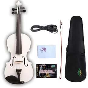 Yinfente 4/4 Full Size Electric/Acoustic Violin 4 String Maple Spruce For Student,Child,Beginner Hard Case,Brazilwood Bow,Cable,Cleaning Cloth (Brown)