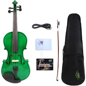 Yinfente 4/4 Full Size Electric/Acoustic Violin 4 String Maple Spruce For Student,Child,Beginner Hard Case,Brazilwood Bow,Cable,Cleaning Cloth (Brown)