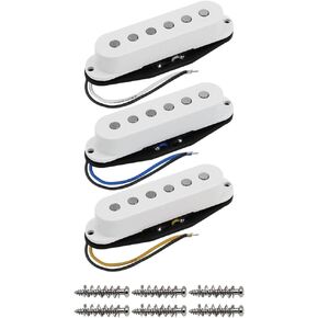 FLEOR Alnico 5 Single Coil Pickups Flat Pole Guitar Neck/Middle/Bridge Pickup Set Black