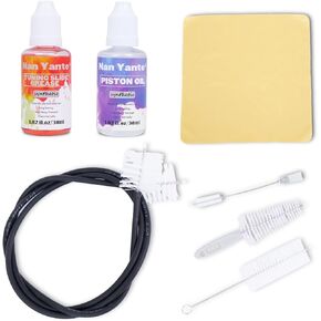 Trumpet Cleaning Kit clean your Trumpet: contains Valve Oil, Tuning Slide Grease, Cleaning Cloth, Valve/Mouthpiece/Flexible brush, etc. -essential for professionals/students/enthusiasts
