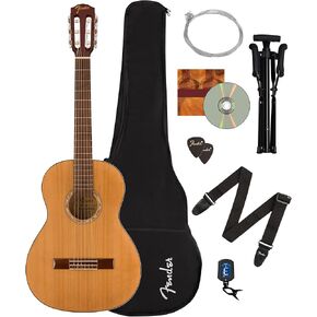 Fender 3/4-Size Nylon String Acoustic Guitar Starter Kit for Beginners with Gig Bag, Stand, Nylon Strings, Tuner, Strap, and Austin Bazaar Instructional DVD