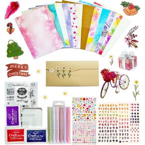 Card Making Supplies for Adults and Kids,Card Making Kits 14 Blank Greeting Cards and Envelopes with Colorpens and Stamp Set,DIY Greeting Card Set-Happy Birthday Wedding Thank You