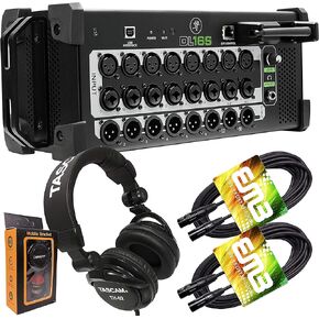 Mackie DL16S 16-Channel Digital Rack Mixer with Integrated 16-in/16-out USB 2.0 Audio Interface + Pro Headphone with Pair of EMB XLR Cable and Gravity Magnet Phone Holder Bundle TH02 (2)+M