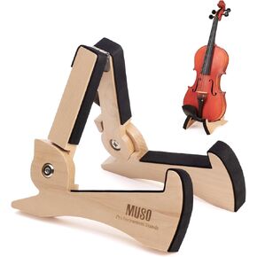 MUSO Mini Violin Ukulele Stand, Premium Solid Wood, Table Desk Stand, Lightweight&Stylish Holder for Violin,Ukulele Mandolin and Banjo (hard maple)