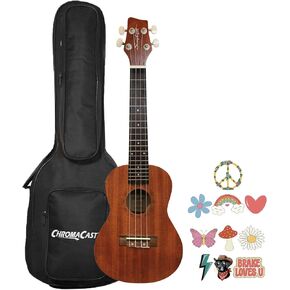 Sawtooth Mahogany Concert Electric Ukulele w Gig Bag and Fishman KUL-101 Preamp/Built In Tuner and Official Brake Stickers