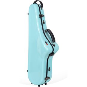 Crossrock Fiberglass Tenor Saxophone Case - Includes Accessory Pocket, Removable Shoulder Straps, TSA Lock - Light Blue (CRF1020TSLB)