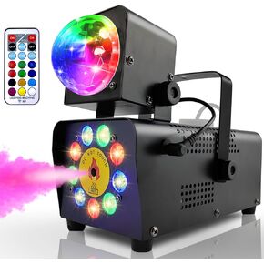 IMONE Fog Machine with Disco Light,Fog Machine Outdoor Indoor,Smoke Machine Fog 16 Colorful Led Lights Effect,Smoke Machine Wireless Remote,Party Disco Ball Lights,Fog Machine Outdoor