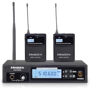 UHF Mono Wireless in Ear Monitor System, IEM System, Professional Transmitter and Beltpack Receiver for Studio, Guitar, DJ, Live Performance System with Earphone,164Ft(Black)