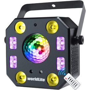Stage Lights DJ Lights, WorldLite LED Effect Light 5 in 1 with Magic Ball, LED Par Pattern Lights and LED Strobe/UV, Great for Stage & DJ Lighting, Wedding Church Club Disco Party Lighting